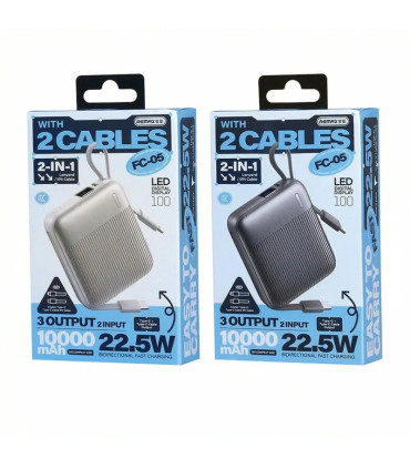 اقلام همراه پاوربانک ریمکس FC-05 شامل کابل شارژ Micro-USB و دستگاه اصلی